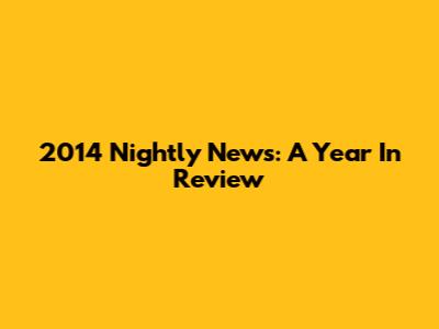 2014 Nightly News: A Year In Review