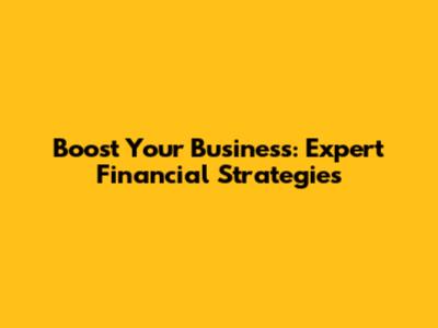 Boost Your Business: Expert Financial Strategies