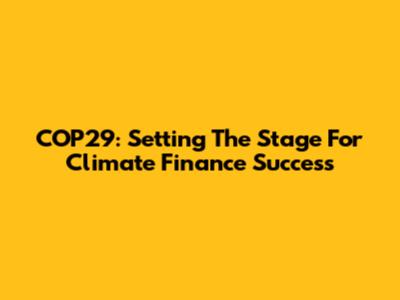 COP29: Setting The Stage For Climate Finance Success
