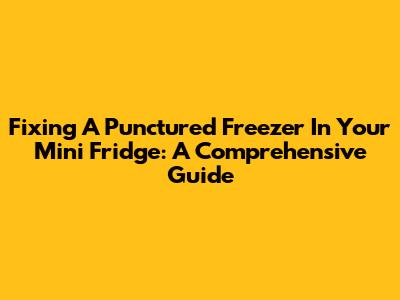 Fixing A Punctured Freezer In Your Mini Fridge: A Comprehensive Guide
