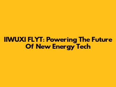 IIWUXI FLYT: Powering The Future Of New Energy Tech