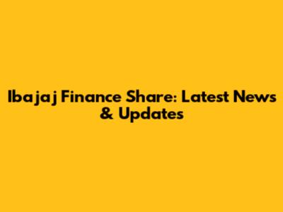 Ibajaj Finance Share: Latest News & Updates