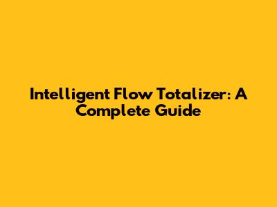 Intelligent Flow Totalizer: A Complete Guide