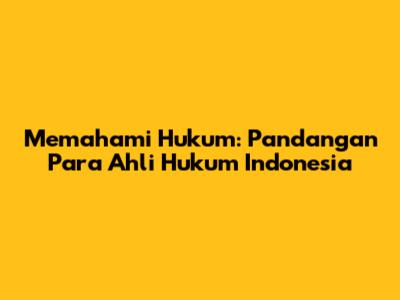 Memahami Hukum: Pandangan Para Ahli Hukum Indonesia