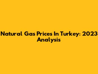 Natural Gas Prices In Turkey: 2023 Analysis