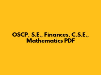 OSCP, S.E., Finances, C.S.E., Mathematics PDF