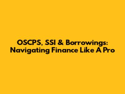 OSCPS, SSI & Borrowings: Navigating Finance Like A Pro
