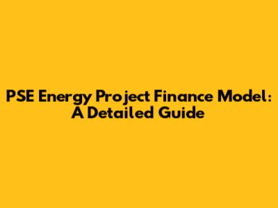 PSE Energy Project Finance Model: A Detailed Guide