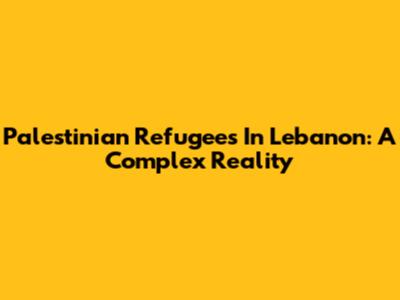 Palestinian Refugees In Lebanon: A Complex Reality