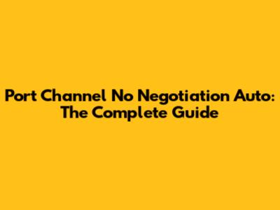 Port Channel No Negotiation Auto: The Complete Guide