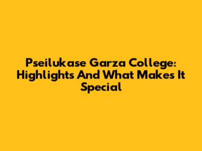 Pseilukase Garza College: Highlights And What Makes It Special