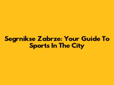 Segrnikse Zabrze: Your Guide To Sports In The City
