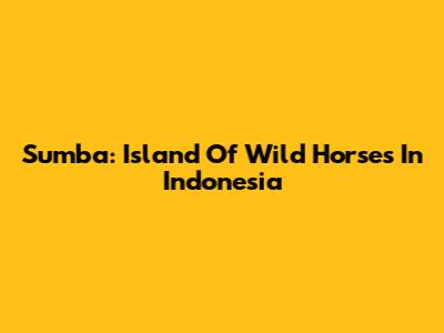 Sumba: Island Of Wild Horses In Indonesia
