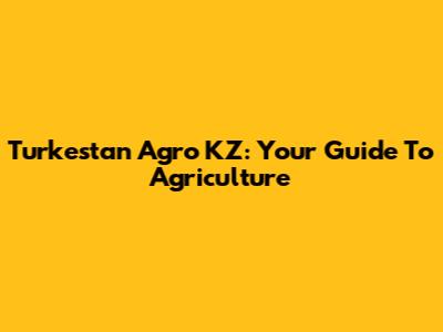 Turkestan Agro KZ: Your Guide To Agriculture