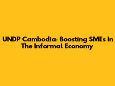 UNDP Cambodia: Boosting SMEs In The Informal Economy
