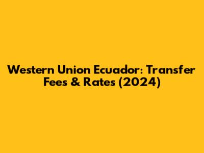 Western Union Ecuador: Transfer Fees & Rates (2024)