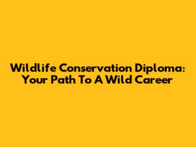 Wildlife Conservation Diploma: Your Path To A Wild Career